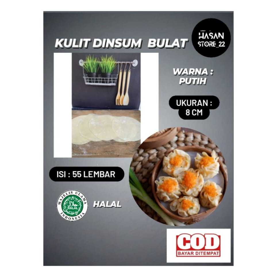 

Kulit Dimsum Bulat Kulit Siomay Gyoza Diameter 8cm Isi 55 Lembar Warna Putih Enak Halal Fresh