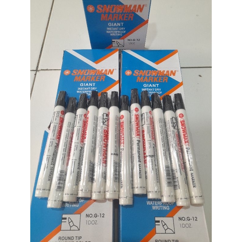 

Spidol Snowman Warna Hitam Giant Marker G12 Permanent 12pc Round Tip