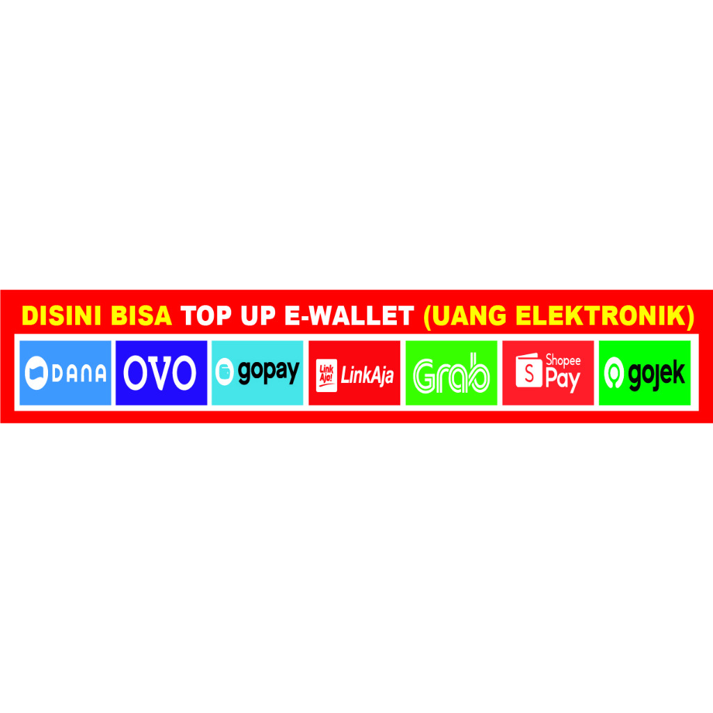 SPANDUK KONTER LOGO E-WALLET WARNA MERAH (CUSTOM REQUES NAMA KONTER)