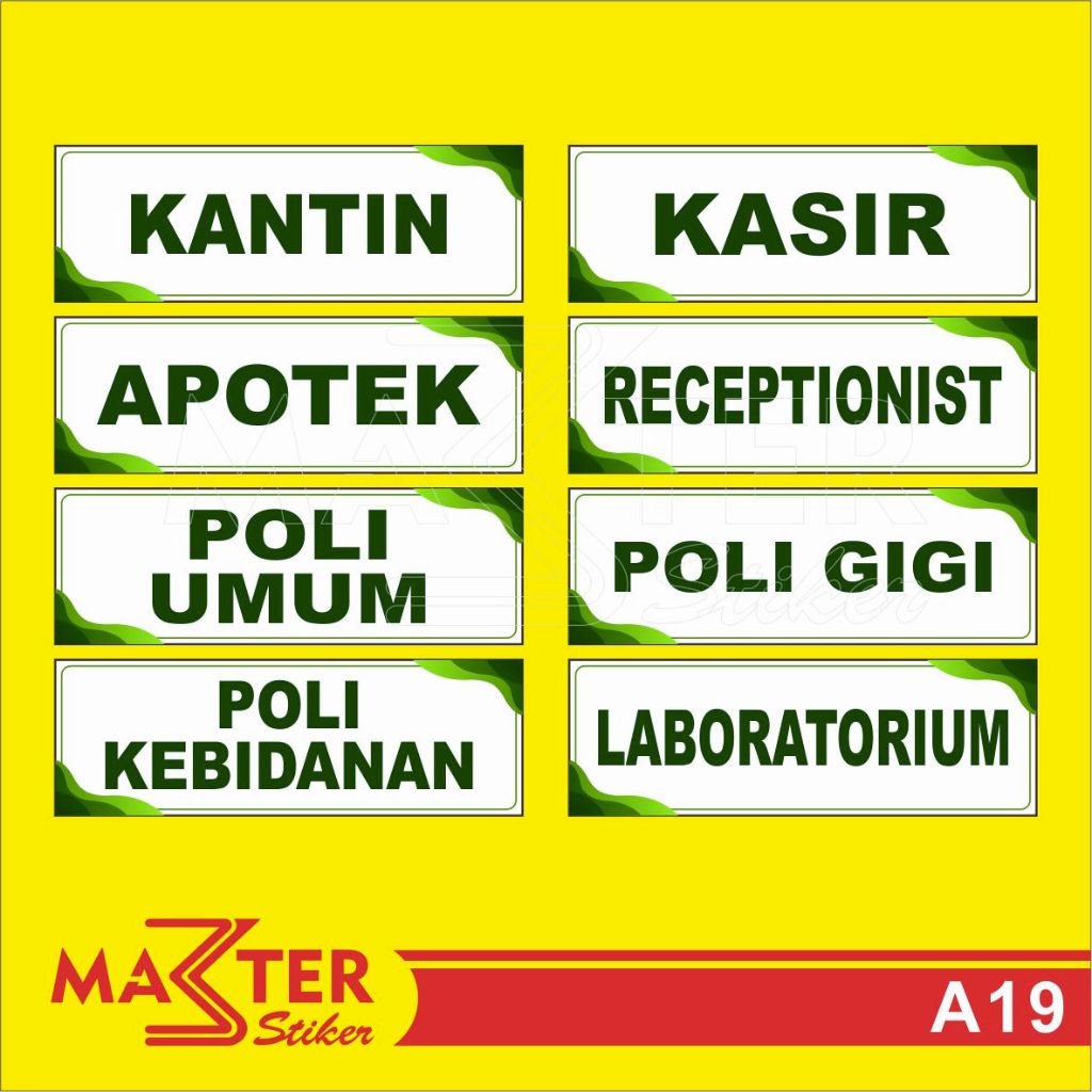 

A19 - Acrylic Sign, Stiker Akrilik Nama Ruangan di Poli Klinik dan Puskesmas, Termurah, Bisa Custom