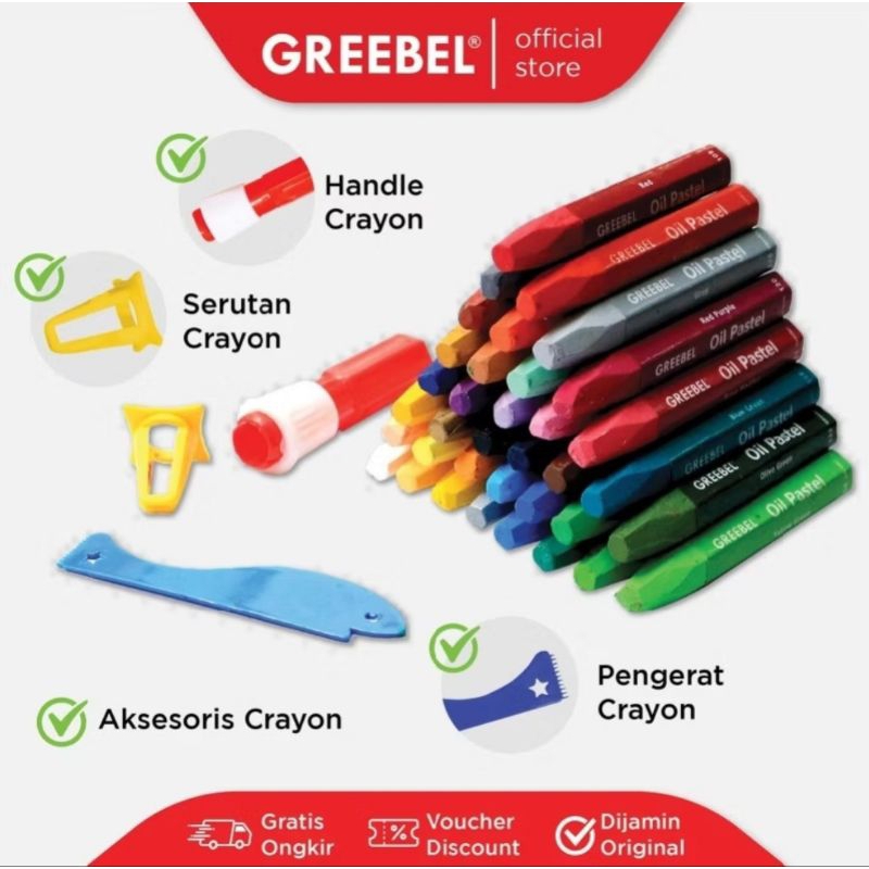 

55 GREEBEL Crayon Krayon KIDS OIL PASTEL (55 Warna) untuk Anak non toxic