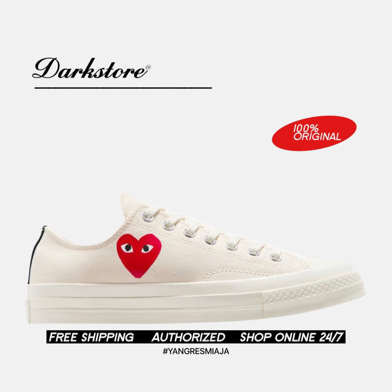 Converse 70s x CDG Play Low White 100% Original Resmi