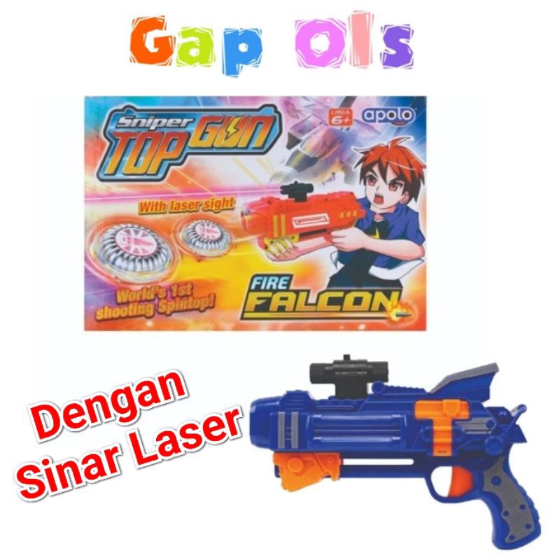 APOLO Sniper Top Gun Mainan Anak Laki Sniper TopGun Mainan Gasing Menyala Mainan Tembak Gassing Pist