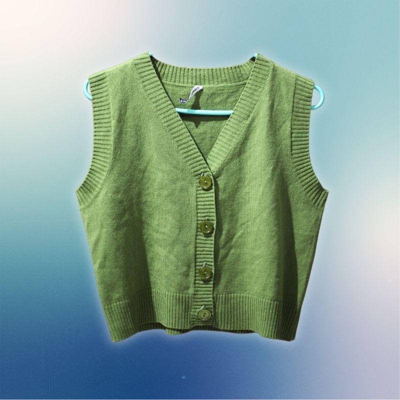 COLORBOX GREEN VEST | PRELOVED | VEST RAJUT | CROP VEST