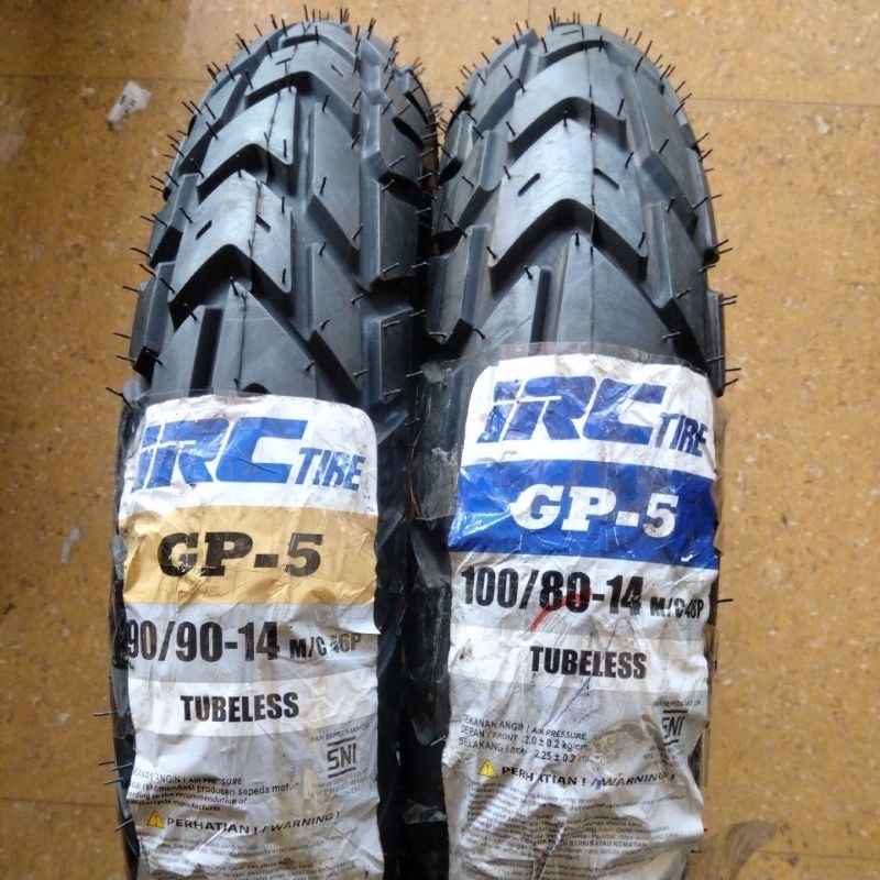 PAKET SEPASANG BAN IRC GP-5 - TUBELESS SCOOTER MATIC RING 14 (70/90/80/90/90/100/80) 100% ORIGINAL G