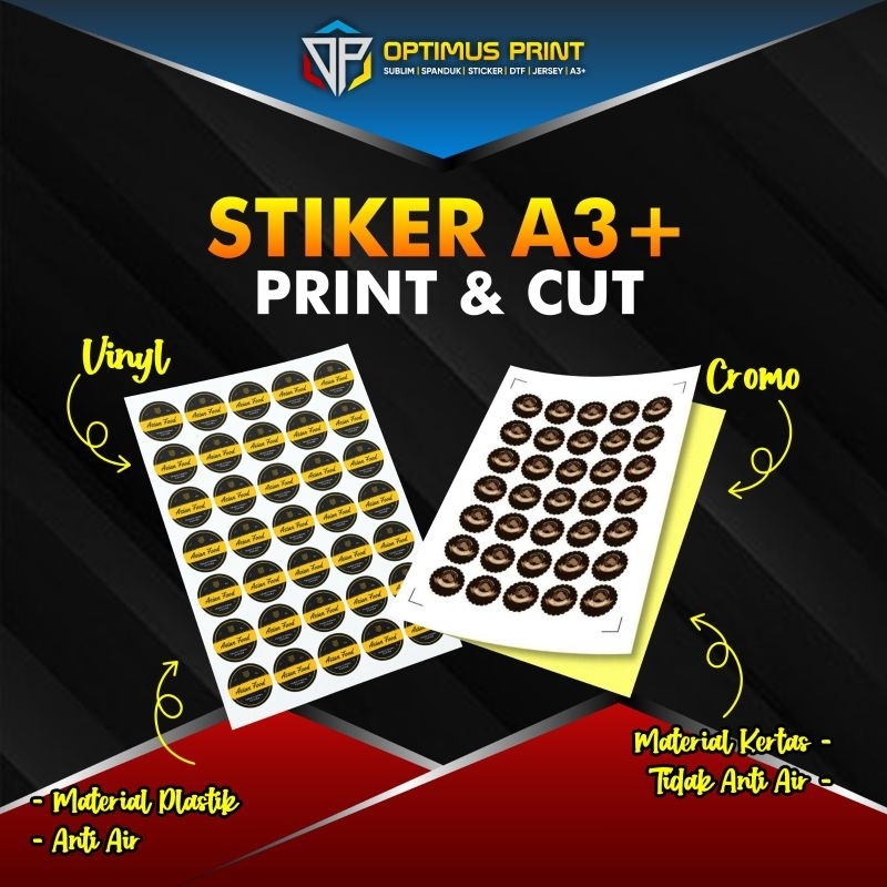 Print & Cut Sticker Cromo A3+, Cetak Kiss Cut Stiker Label Kromo, Sticker Label Kue Lebaran