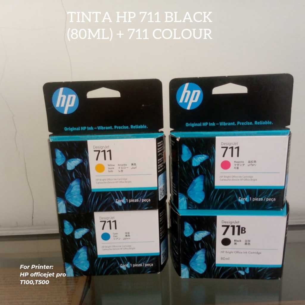 PAKETAN TINTA HP 711 BLACK (80ML) + 711 COLOUR