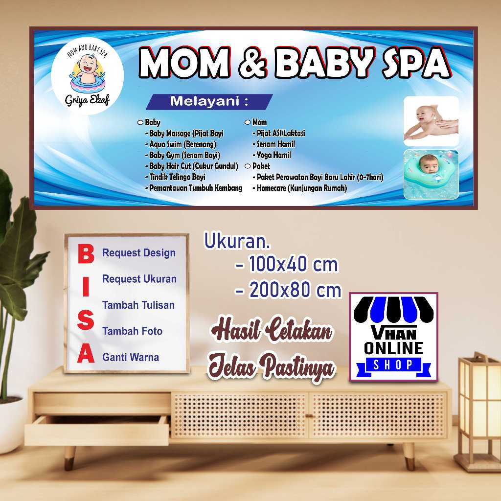 Design Banner Spanduk MMT Praktek Bidan Mom dan Baby Spa