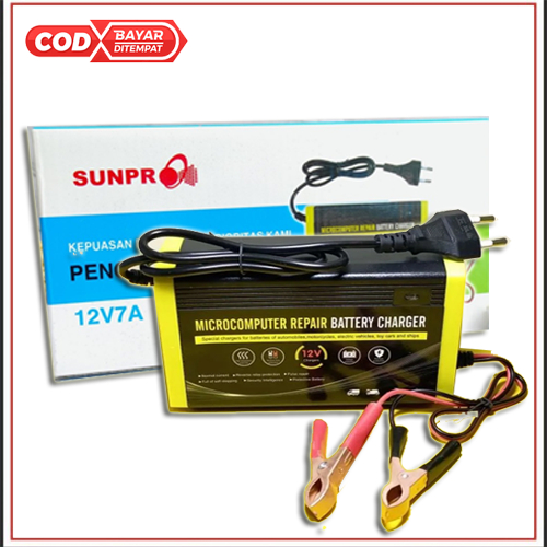 Adaptor Aki Sunpro 12V 7A / Battery Charger High Quality 4AH-80Ah / aki Mobil Motor