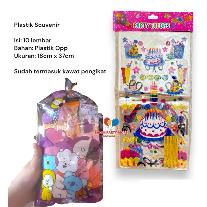 

(S 1 PACK ISI 10 LBR KUE ULANG TAHUN) Plastik Bingkisan Bening OPP / Plastik Packaging Souvenir Ulang Tahun Murah / Plastik Bingkisan Motif