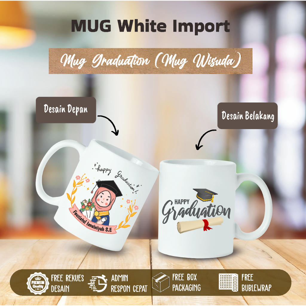 Mug Custom Wisuda / Kado wisuda / Mug Graduation gift // custom mug foto // mug custom nama