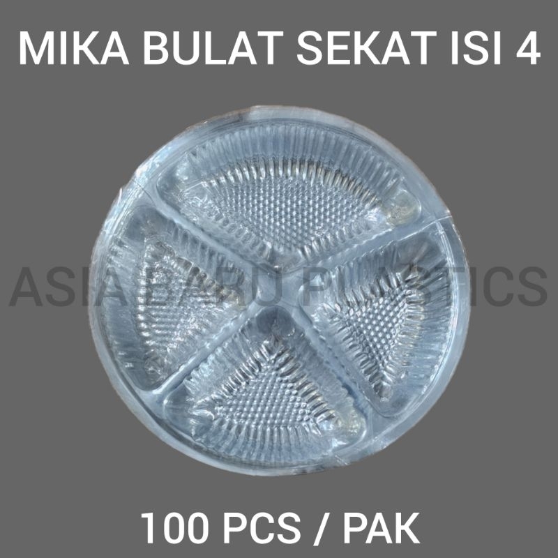 Mika plastik bulat sekat 4 / Mika bulat tray isi 4