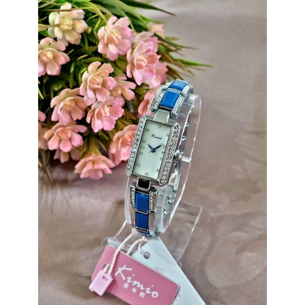 WTT Jam Tangan Wanita Kimio Korea Rantai Analog Segi Permata Simple Premium Perempuan Korean Permata