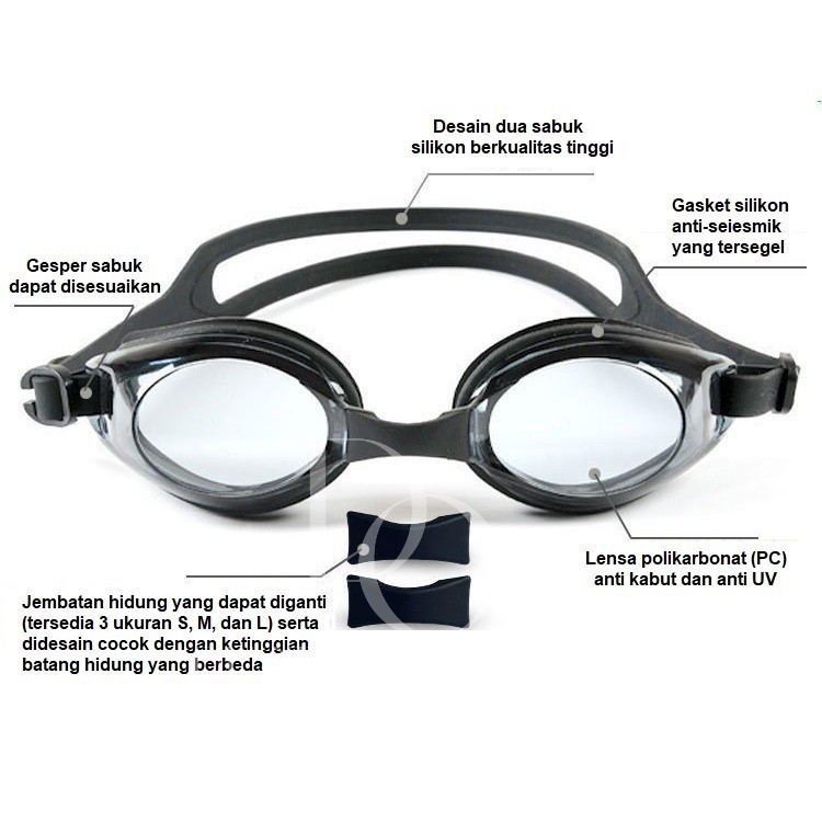 RB [KACAMATA RENANG MINUS] Kacamata Renang Minus 1.5 - 7. Anti Fog UV Protection