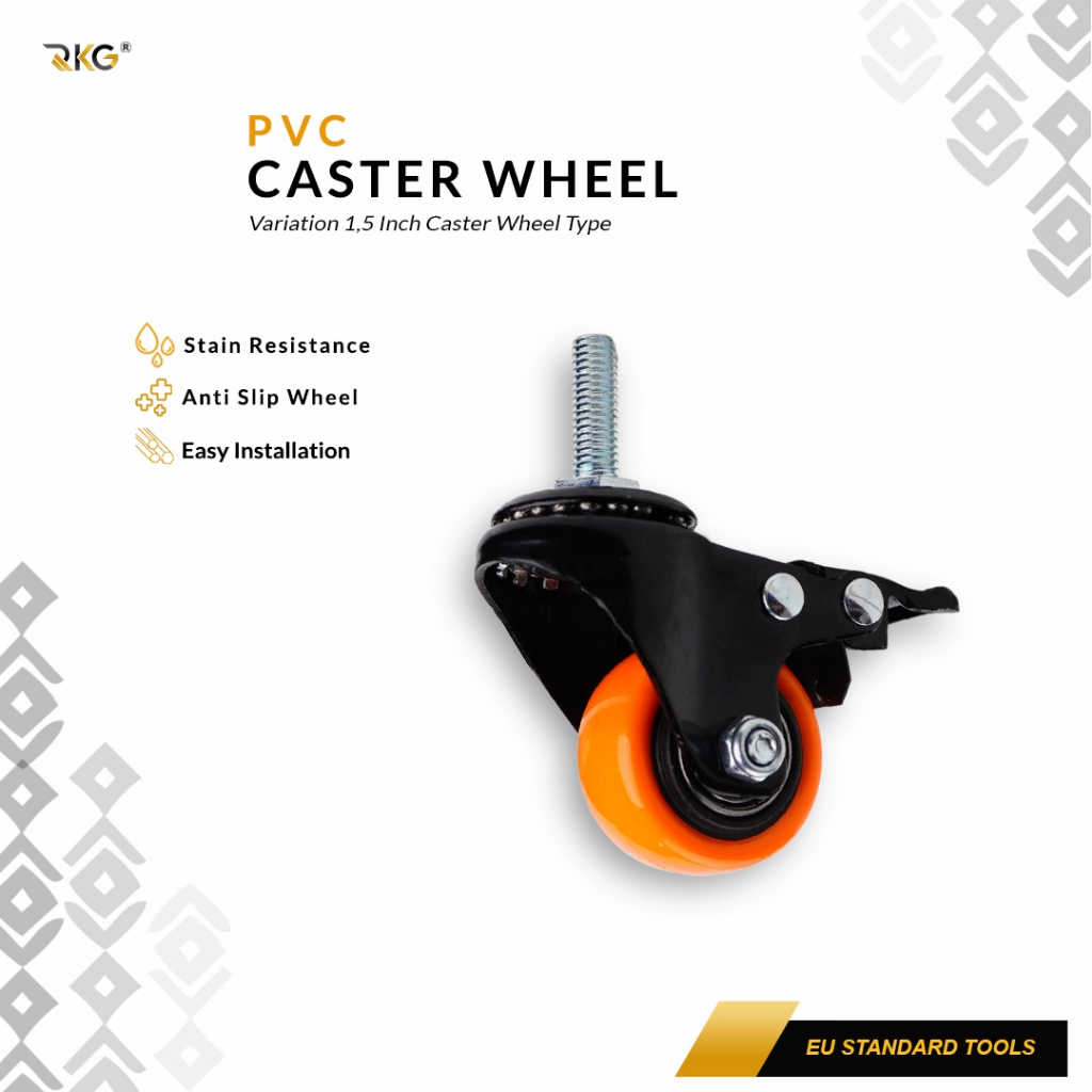 Roda Caster PP Troli 1.5 Inch Orange Roda Furnitur Rak Serbaguna