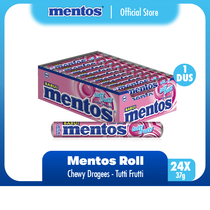 

Mentos Roll Smoothies 37g - Permen Mint Rasa Tutti Frutti (1 Box)