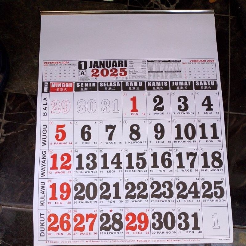 

kalender jumbo 2025 murah 50 x 64 cm