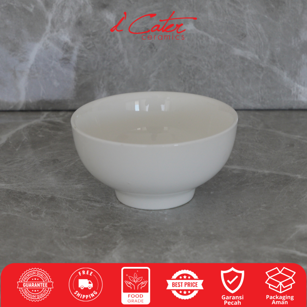 Mangkok Keramik K167 Diameter 9 cm Mangkok Kecil untuk Dessert Snack Ice Cream Mangkok Keramik Putih
