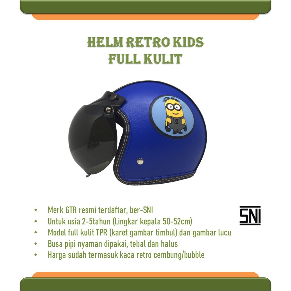 Helm BOGO Retro Anak Full Kulit Timbul
