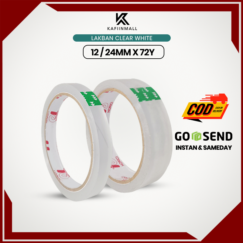 

HORICI TAPE 12mm*72yard dan 24mm*72yard Lakban / Solatip super clear Isolasi atk super clear transparan/isolasi