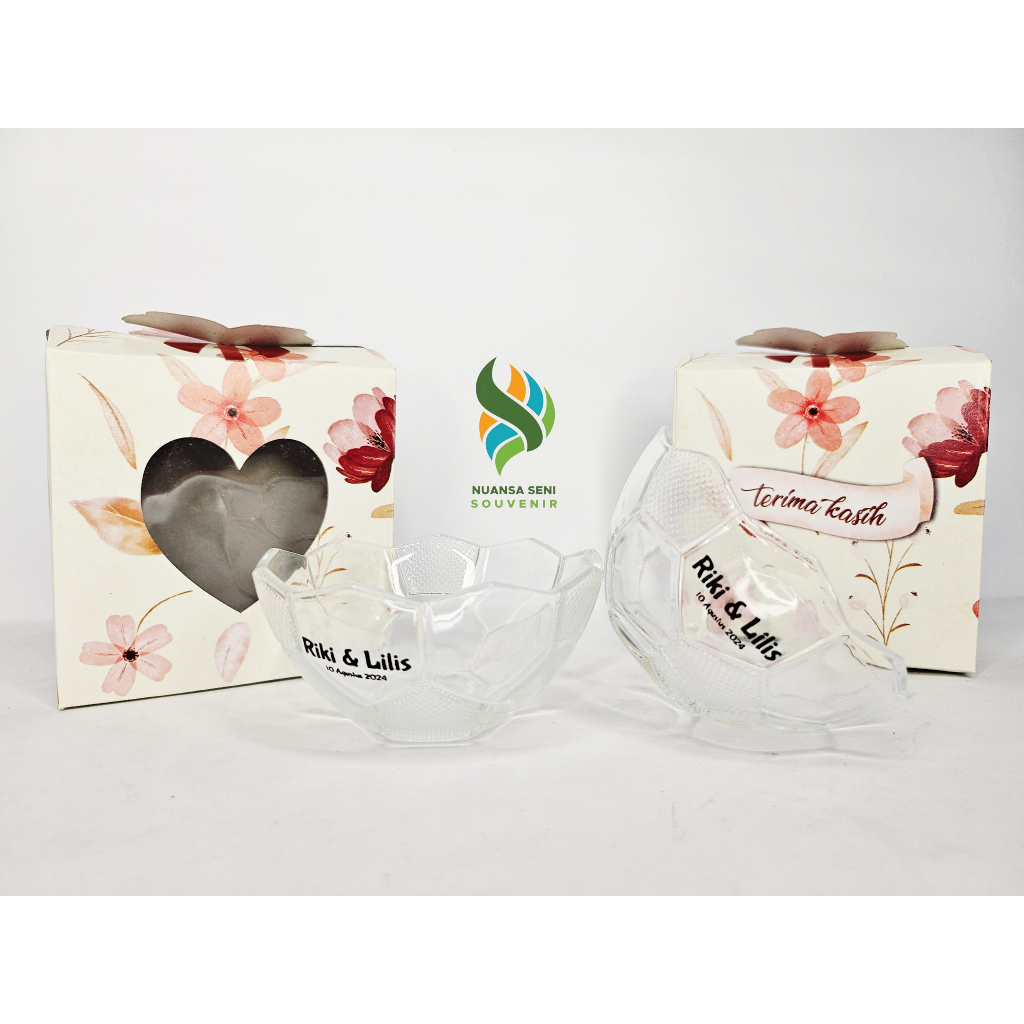 Souvenir Pernikahan Mangkok Motif Mangkok Beling Mangkuk Sambal Kaca Sablon Kemas Paper Box