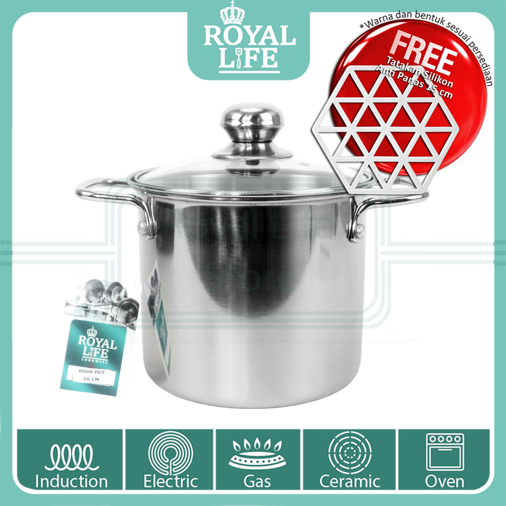 Royal Life Stainless Panci Pasta Mini Tinggi Diameter 16 cm / High Pot 16 cm