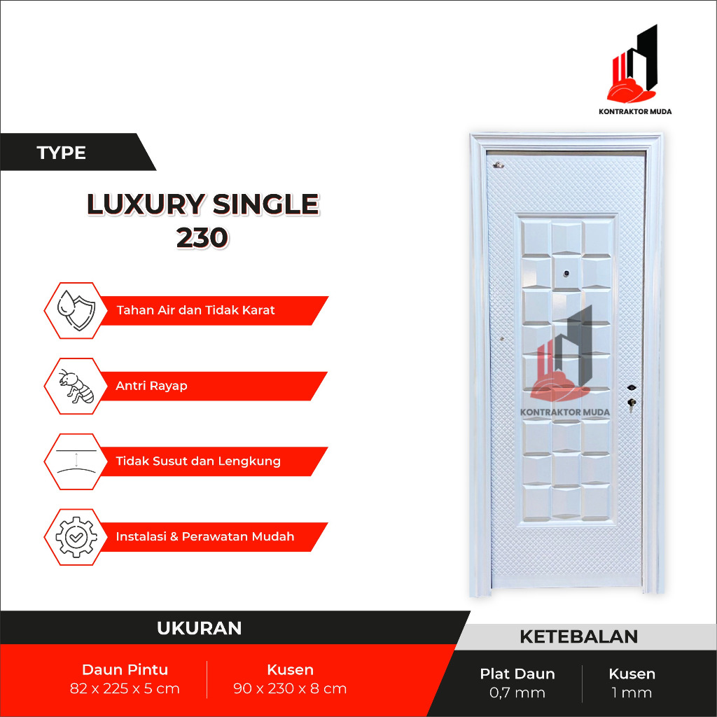 TB KONTRAKTOR MUDA - (LUXURY Single 230) Pintu Baja Single satu set Lengkap Berkualitas / Pintu Utam