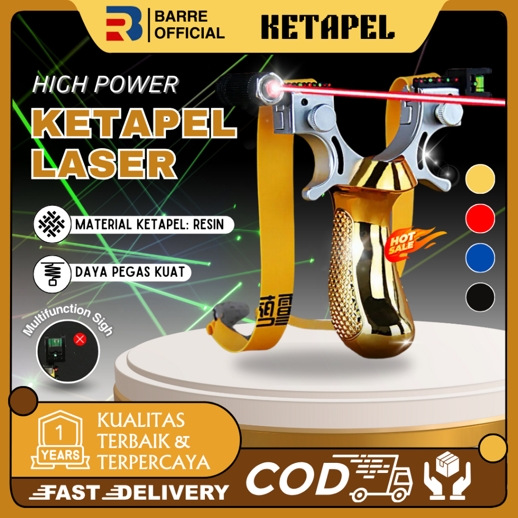 BARRE Ketapel Laser Mainan Anak Allumunium Big Power Tactical Slingshot with Sight - Blue