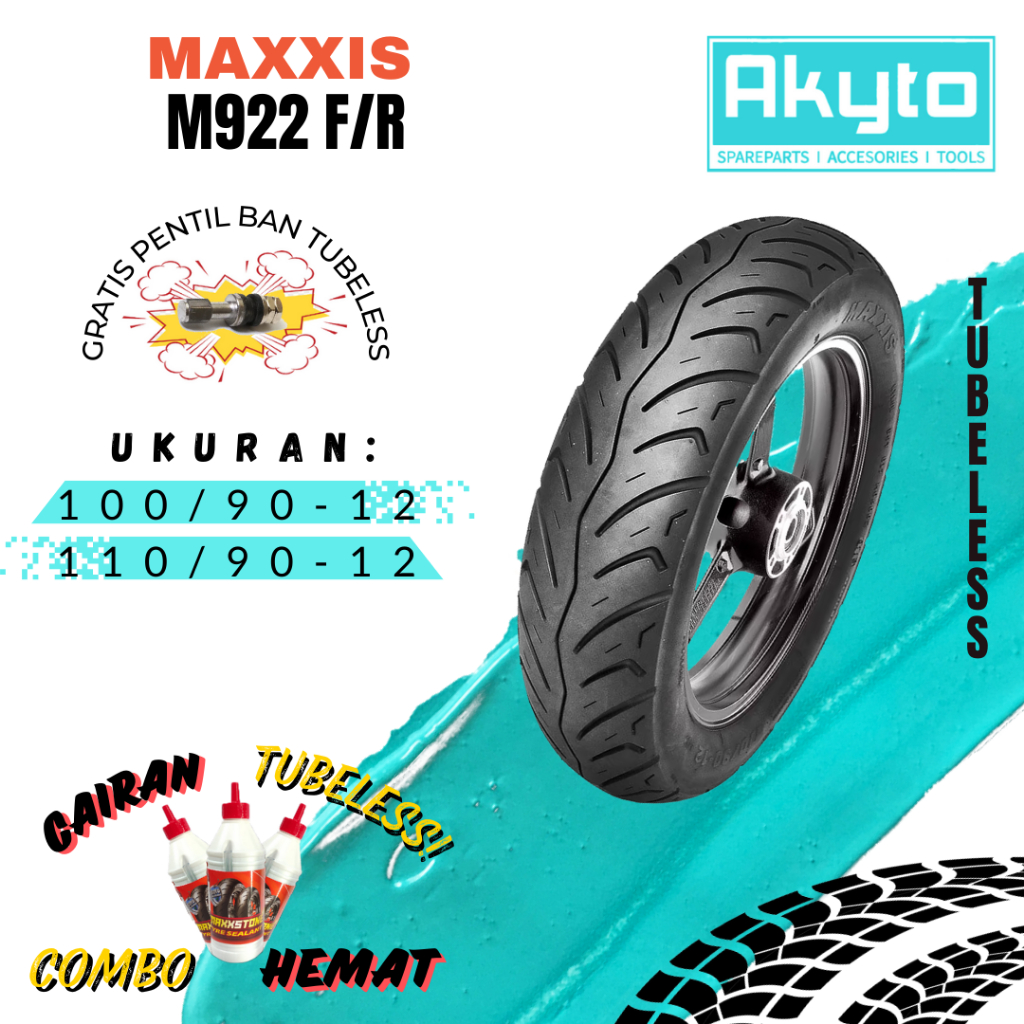 BAN MAXXIS M922 F/R TUBELESS BAN MOTOR RING 12 FREE PENTIL / BAN R12 / BAN MOTOR FAZZIO STYLO BEAT F