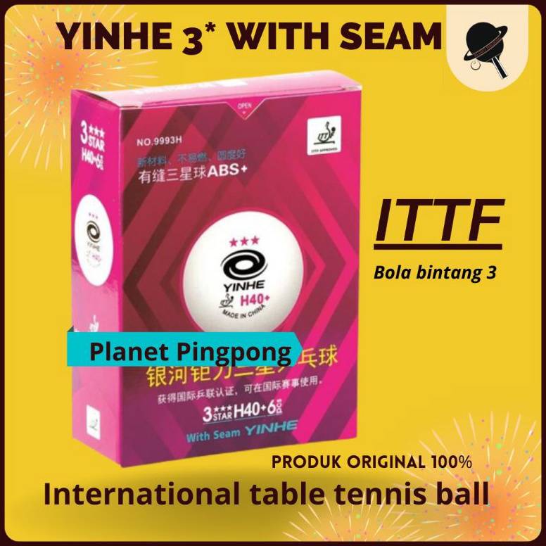 KODE Q35O Bola pingpong bintang 3 Yinhe 3 Star S4 Plastic Seamless tanpa sambungan premium Tenis Mej