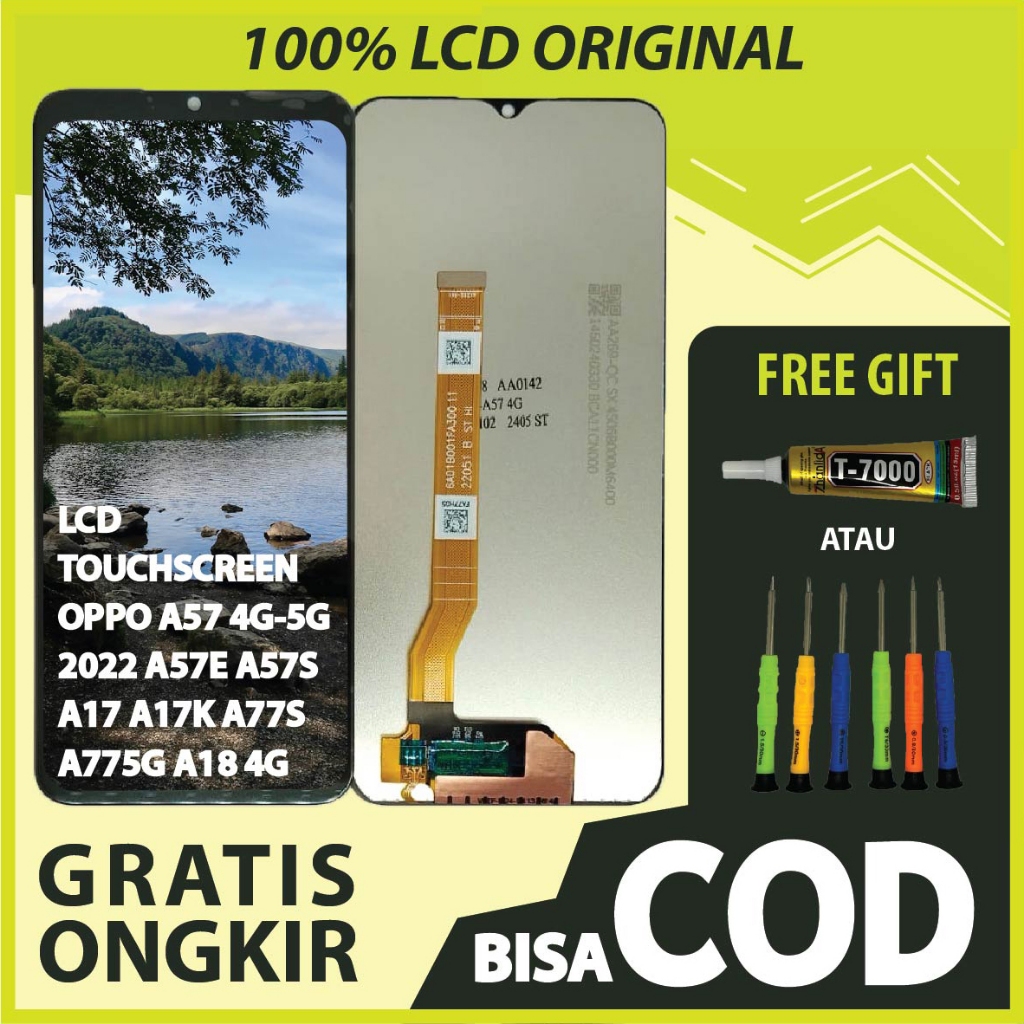 【ORIGINAL 100%】LCD TOUCHSCREEN OPPO A57 4G-5G 2022/ A57E/ A57S/ A77 5G/ A18 4G FULLSET TOUCHSCREEN /