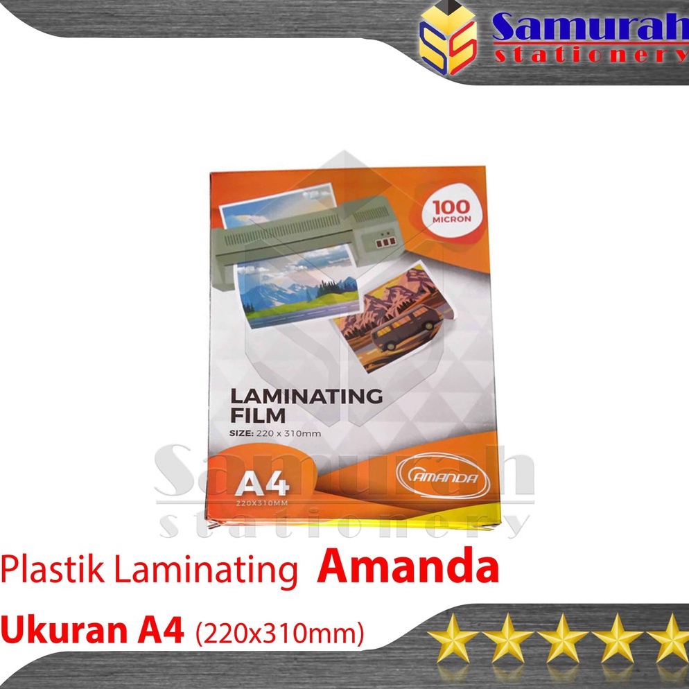 

KODE K99L Plastik Laminating Film A4 Amanda 1 Micron isi 1 lembar 22 x 31 mm Per Pak