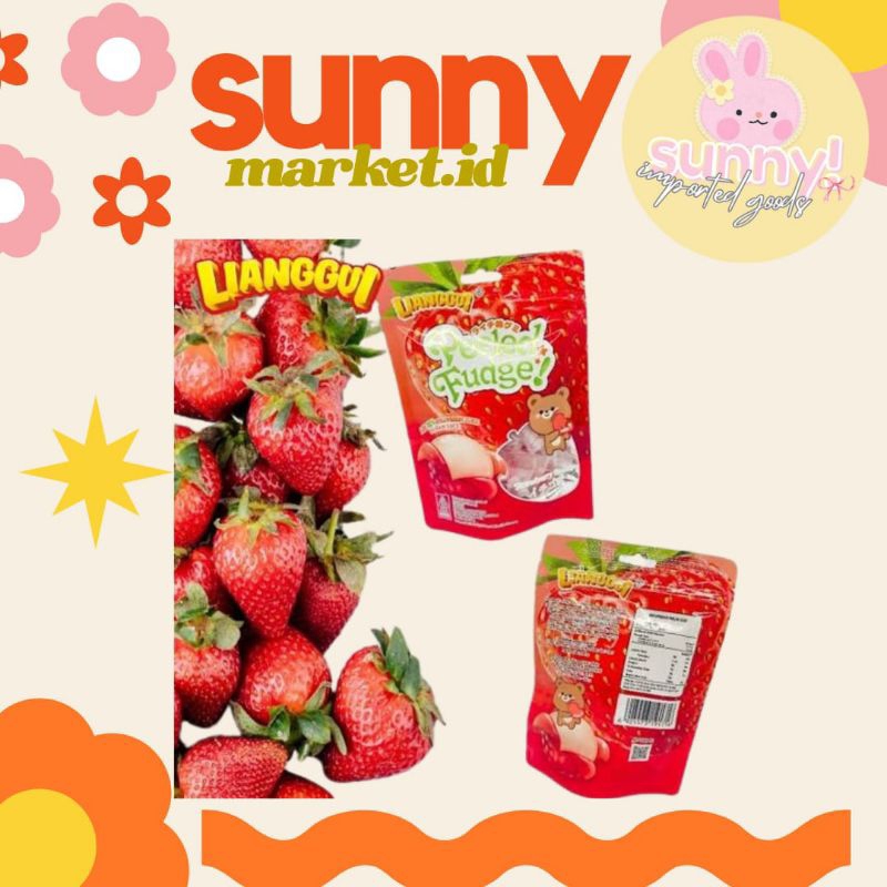 

SUNNYMARKET - LIANGGUI LIANG GUI PEELED FUDGE STRAWBERRY PEELED GUMMY PERMEN JELI JELLY GUMMY KENYAL RASA STROBERI FRUIT 108 GR