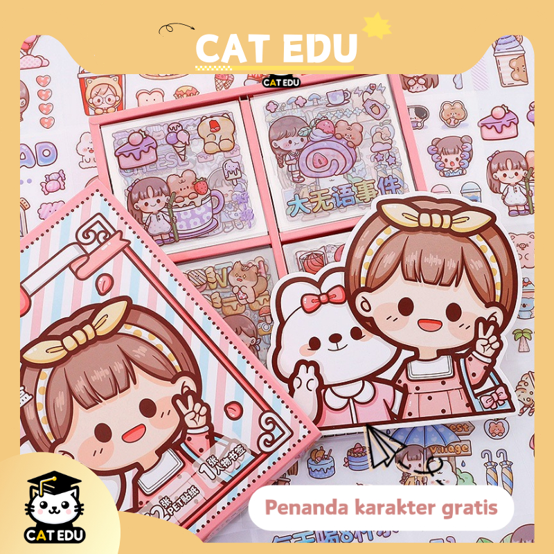 

Box Stiker Scrapbook Telado 72 Lembar Cutting Tahan Air Karakter Imut untuk Dekorasi Jurnal DIY