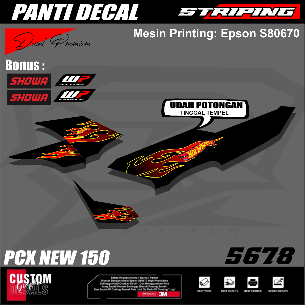 PCX 160 STIKER STRIPING PREMIUM MOTOR KEREN LIS VARIASI PCX 160 STIKER MOTOR HONDA DESAIN HOTWHEELS