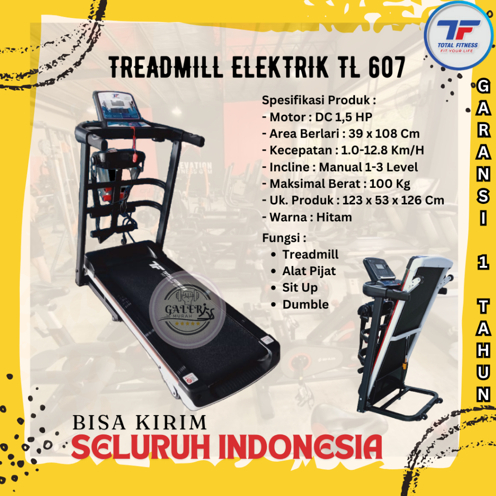 Treadmill Electric TL 607 - Treadmill Listrik Murah Multi Fungsi - Treadmill Elektrik TL607