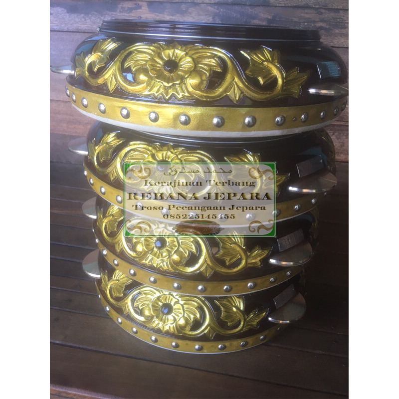 Rebana Hadroh Rebana Jepara Asli Ukir Hadrah Terbang 30cm 1 set / 4pcs