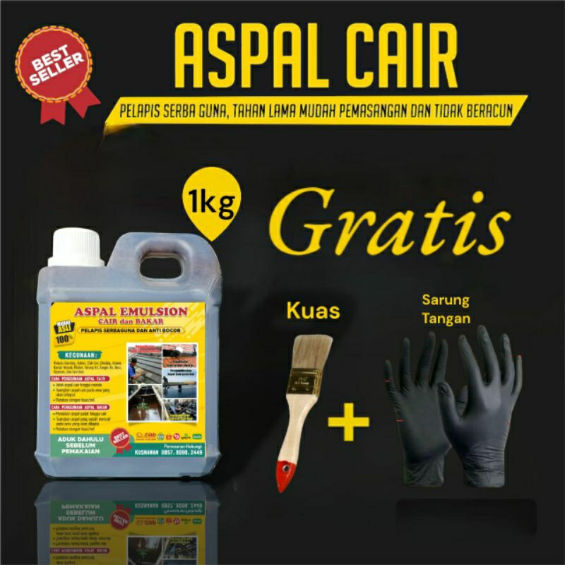 HIGH QUALITY Aspal Cair 1 kg Waterproofing untuk Atap dan Lantai ASPAL CAIR 1 KG aspal waterproofing