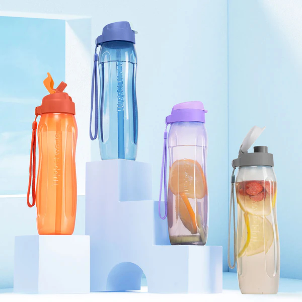 NEW ECO Bottle 750ml Straw [ Ella Tuppy Tuperware ] Botol Minum Sporty dengan Sedotan 750 ml