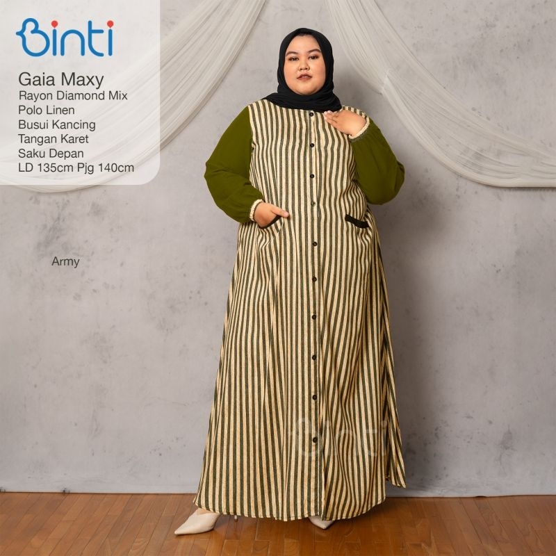 Gamis Jumbo Wanita Rayon Salur Mix Polos Linen Ori Binti