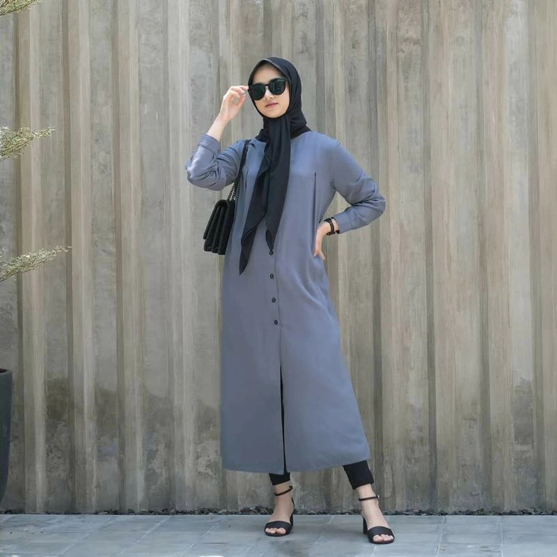 (NEW) MOEZA MIDRESS-Midi Dress Rayon Premium Polos Fashion Wanita Muslim Midi Dress Muslim Wanita Ga