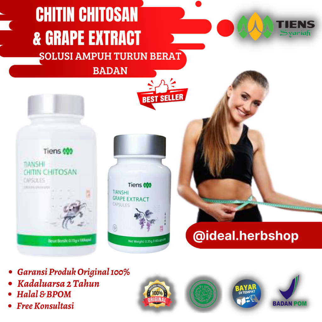 [ Terlaris ] Tiens Chitin Chitosan Pelangsing Badan Herbal Alami 100% Original Tiens Grape Extract