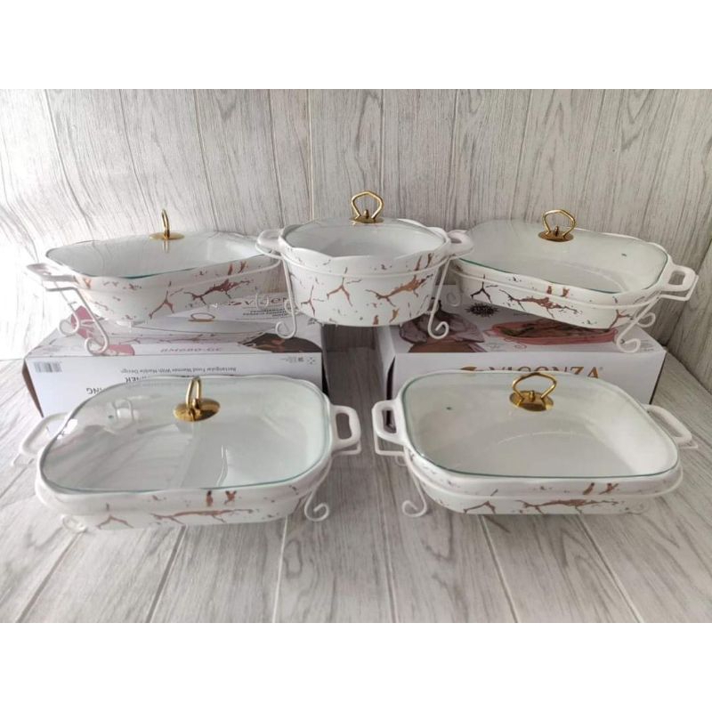 Prasmanan Pesta Keramik Marble Vicenza Set 5pcs 680 (Free Packing Kayu)