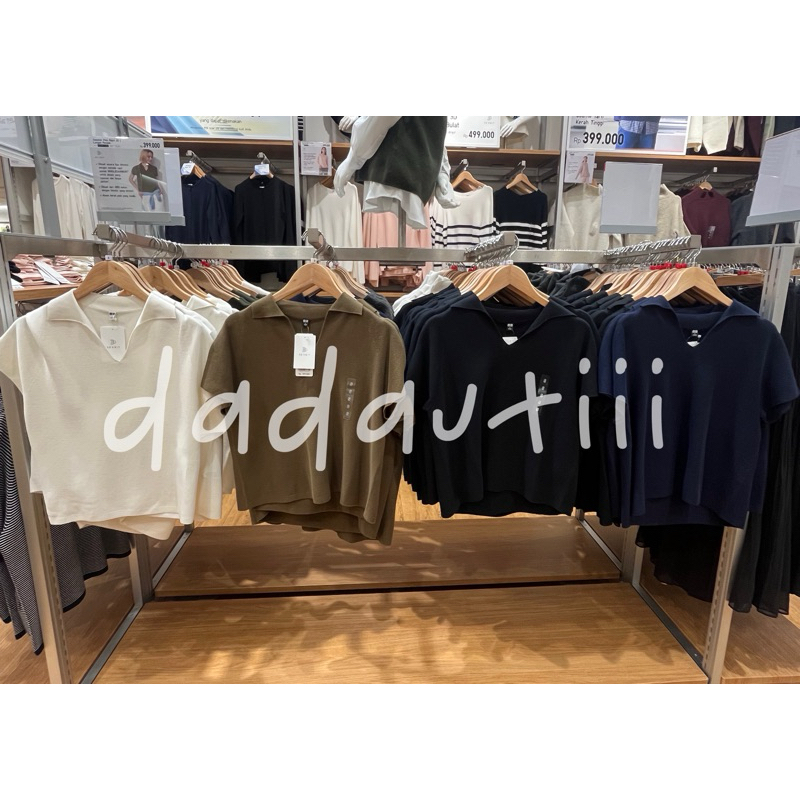 Sweater Polo Rajut 3d Lengan Pendek WOMEN UNIQLO