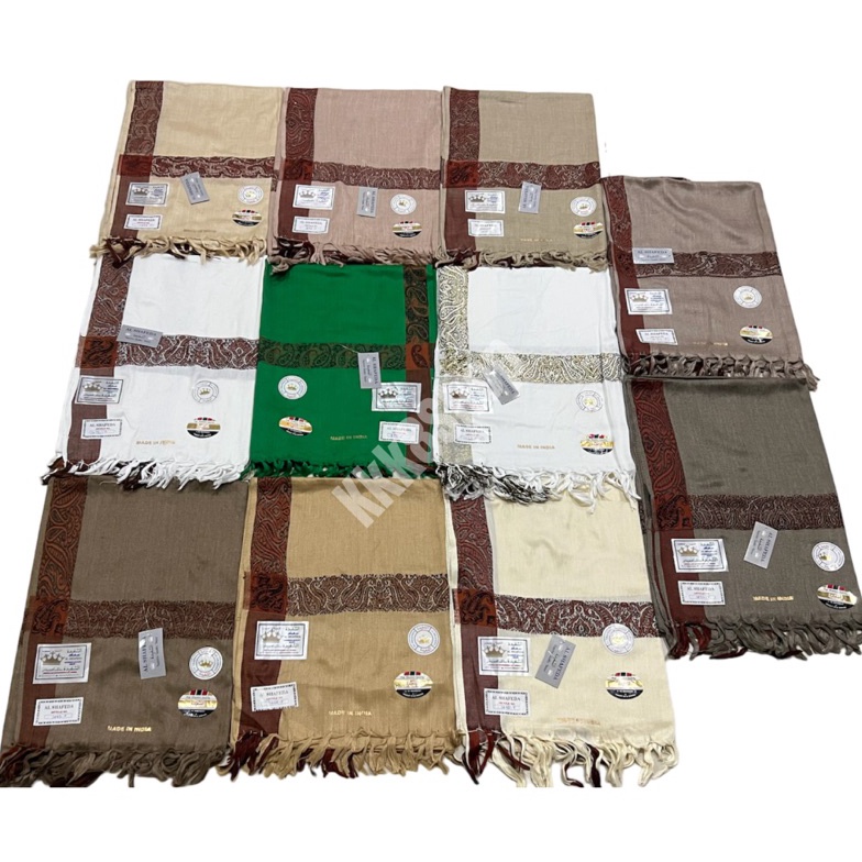 KODE G7L5 Sorban Kashmir Hijau  Putih  Warna Al Saveda  Al Shafeda Persegi Panjang Halus Eceran Gros