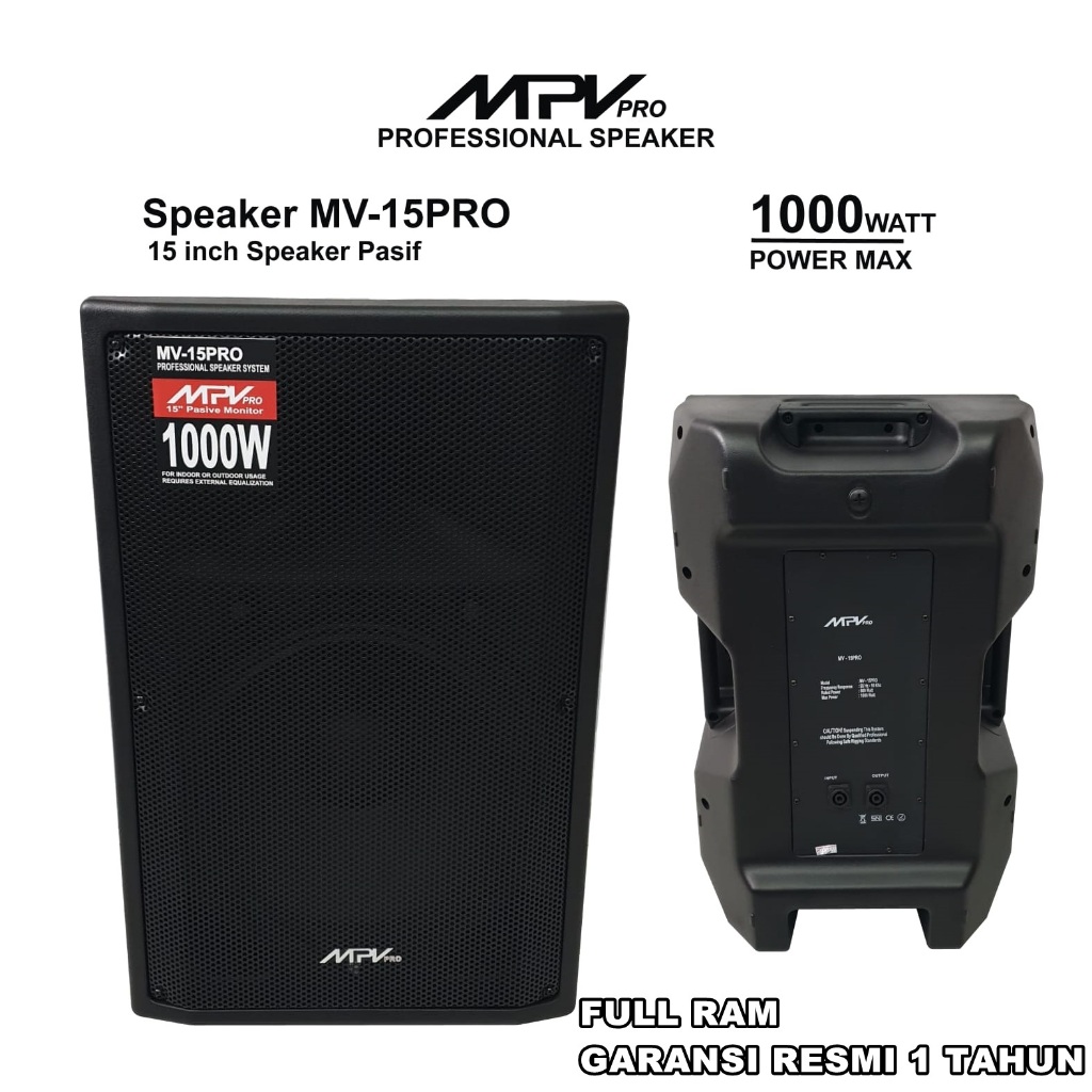 SPEAKER PASIF MPV MV-15PRO 15inch 15in ORIGINAL 1 PCS FULL RAM 15 inch MV15PRO