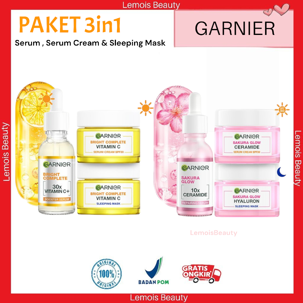 LemoisBeauty- Paket 3in1 Skincare Garnier Bright Complete Vitamin C Daily Set Untuk Mencerahkan Waja