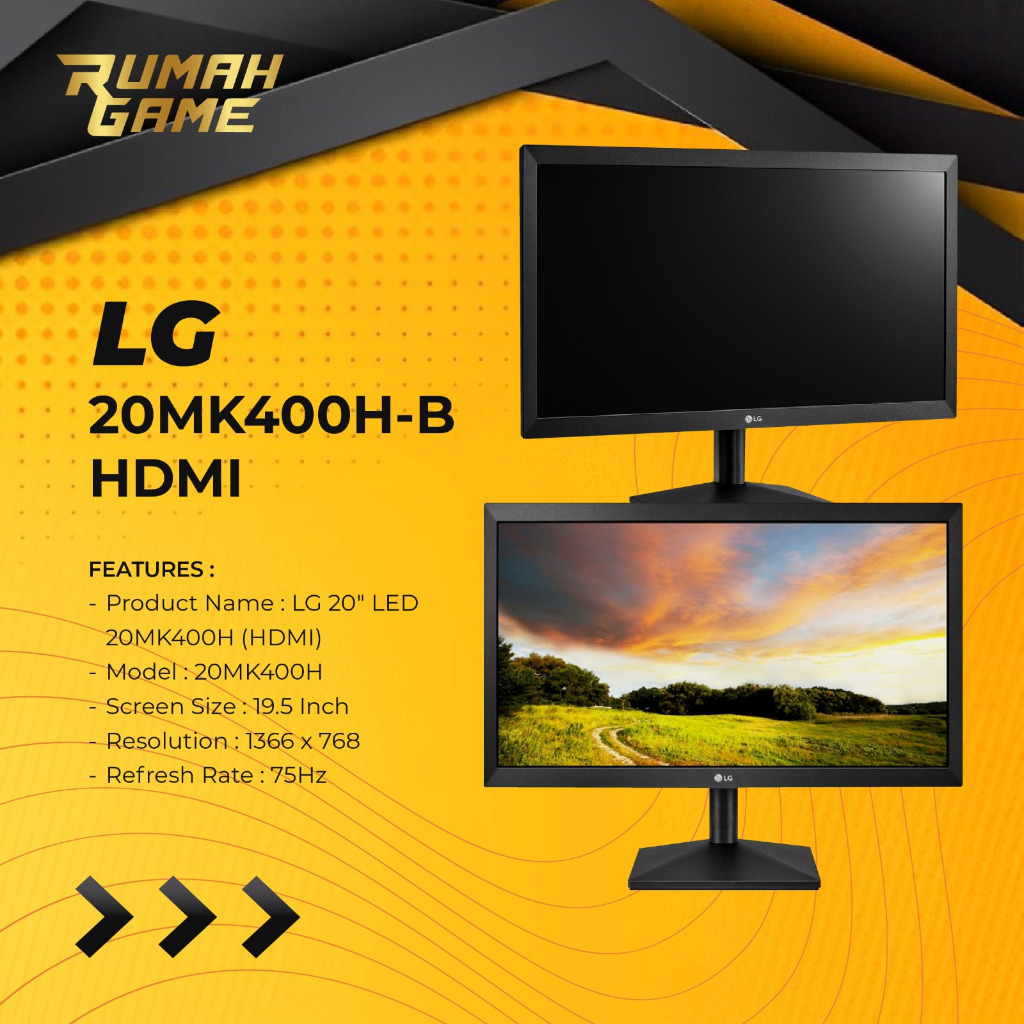 Monitor LED LG 20" 19.5 Inch 20MK400H-B / HDMI Layar Komputer 20 Inch LG