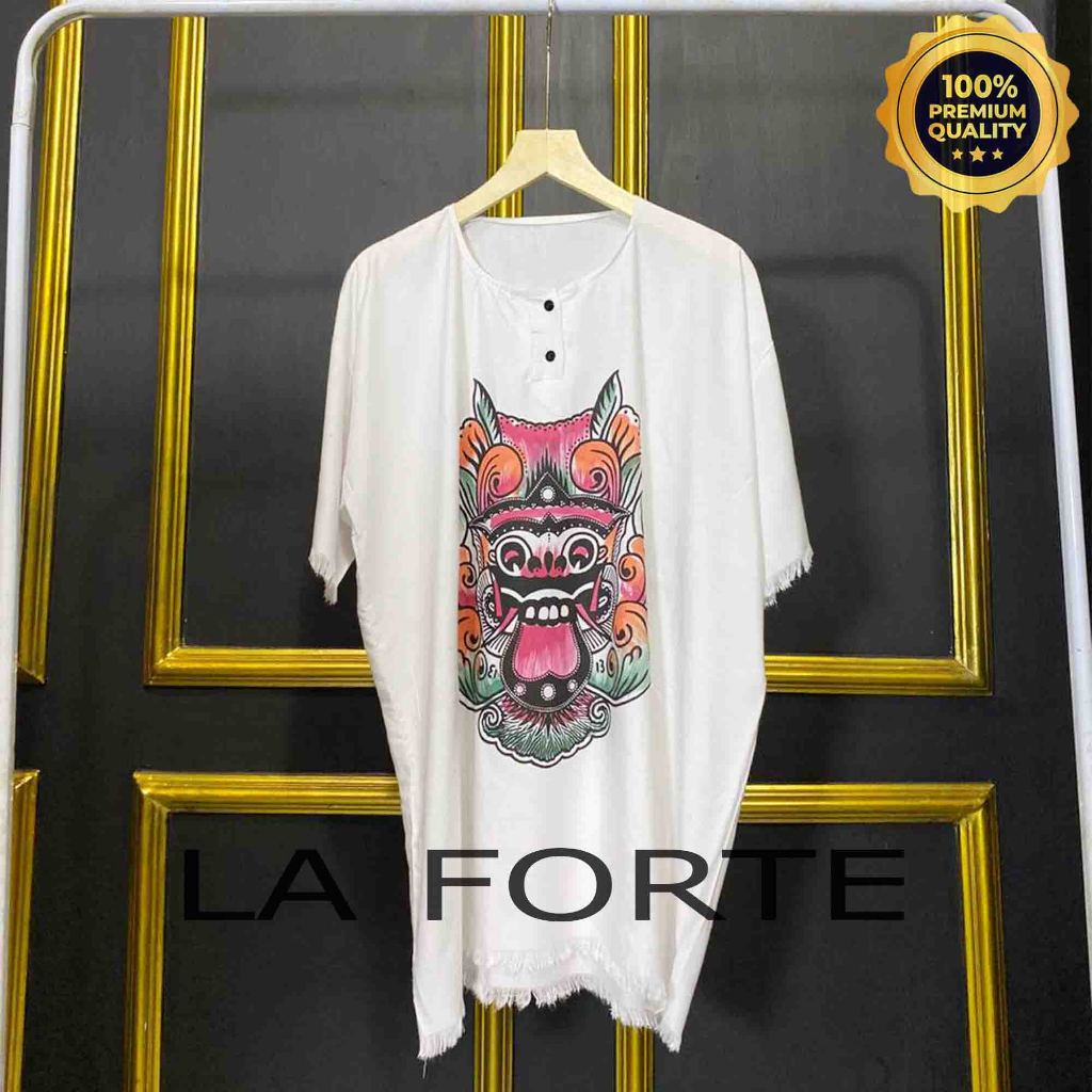Premium - Baju barong bali pria wanita polos khusus putih - baju pantai adem - kaos bali