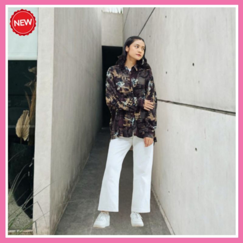 Kemeja Wanita Oversize Ixora Jeo Oversize Shirt Casual
